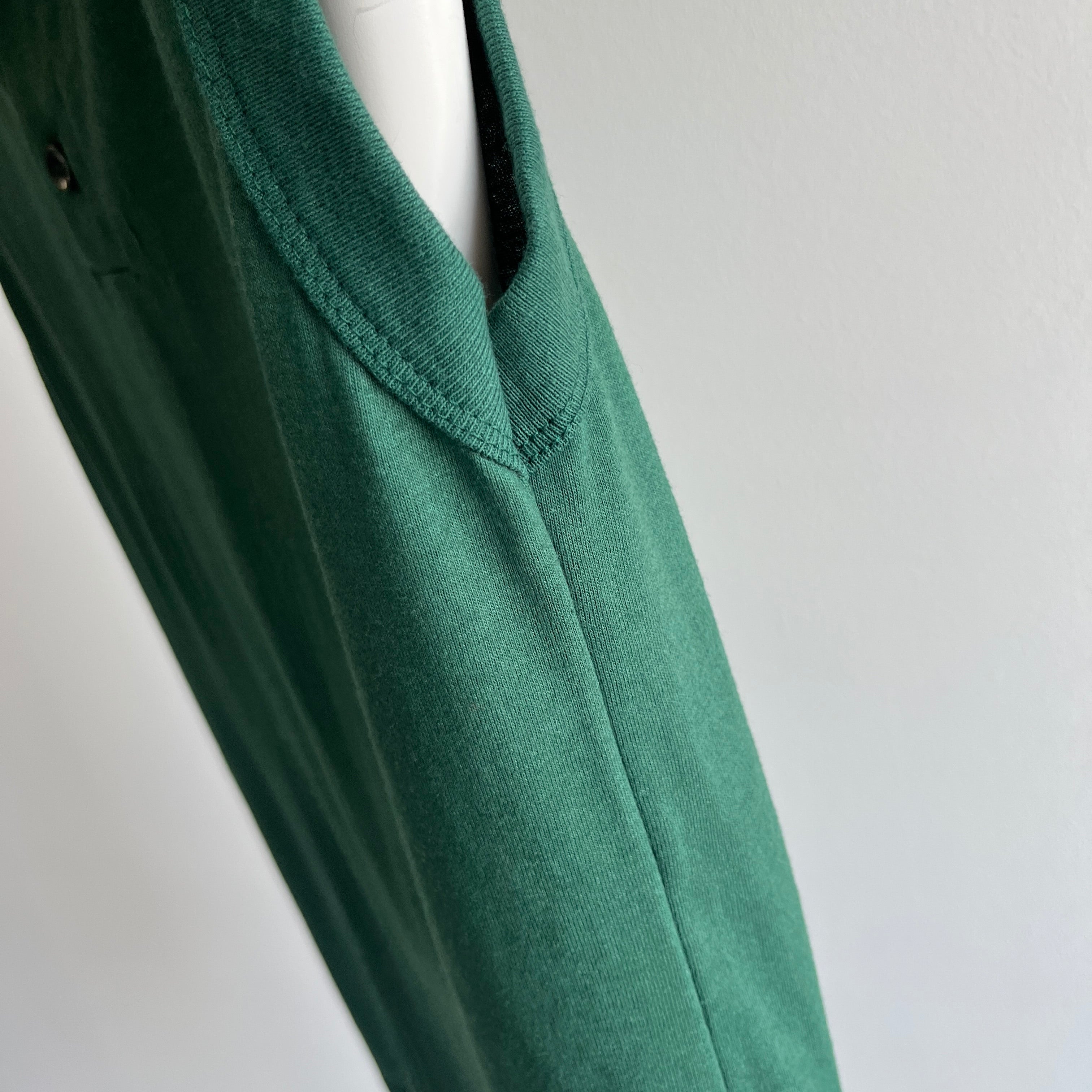 1980s Sleeveless Forest Green Henley Shirt