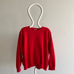 1980s Super Soft and Slouchy - Thinned Out - Wide, But Short - Blank Red Sweatshirt