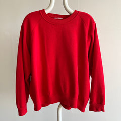 1980s Super Soft and Slouchy - Thinned Out - Wide, But Short - Blank Red Sweatshirt