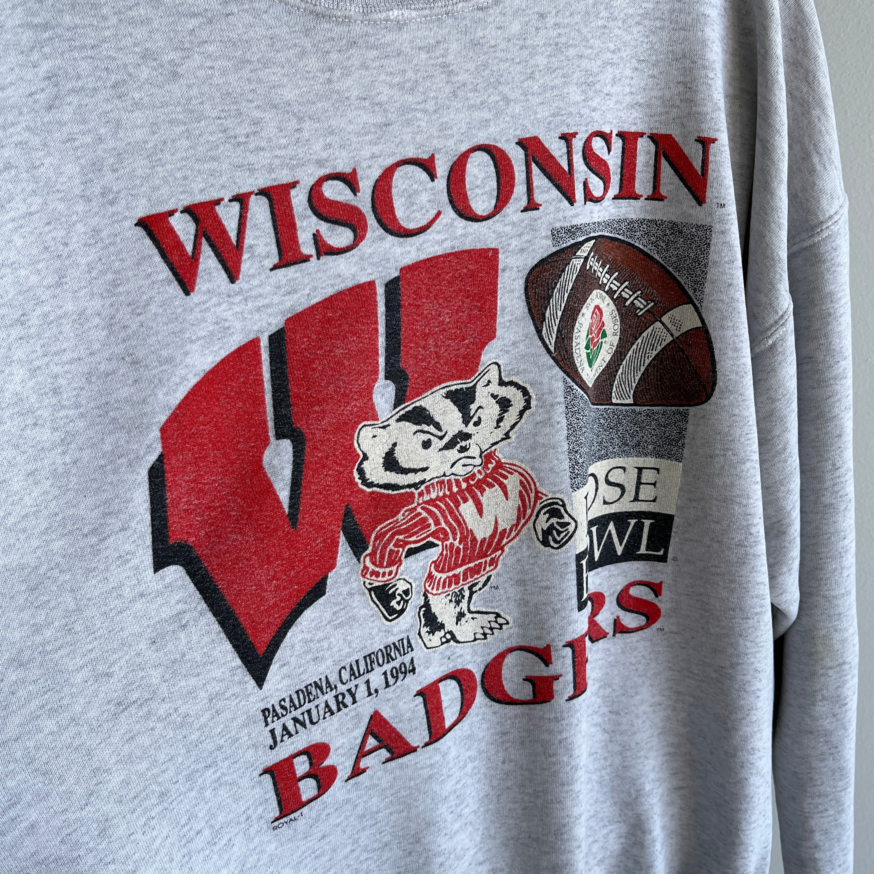 1994 Rose Bowl Wisconsin Badgers Ultra Thin and Tattered Sweatshirt