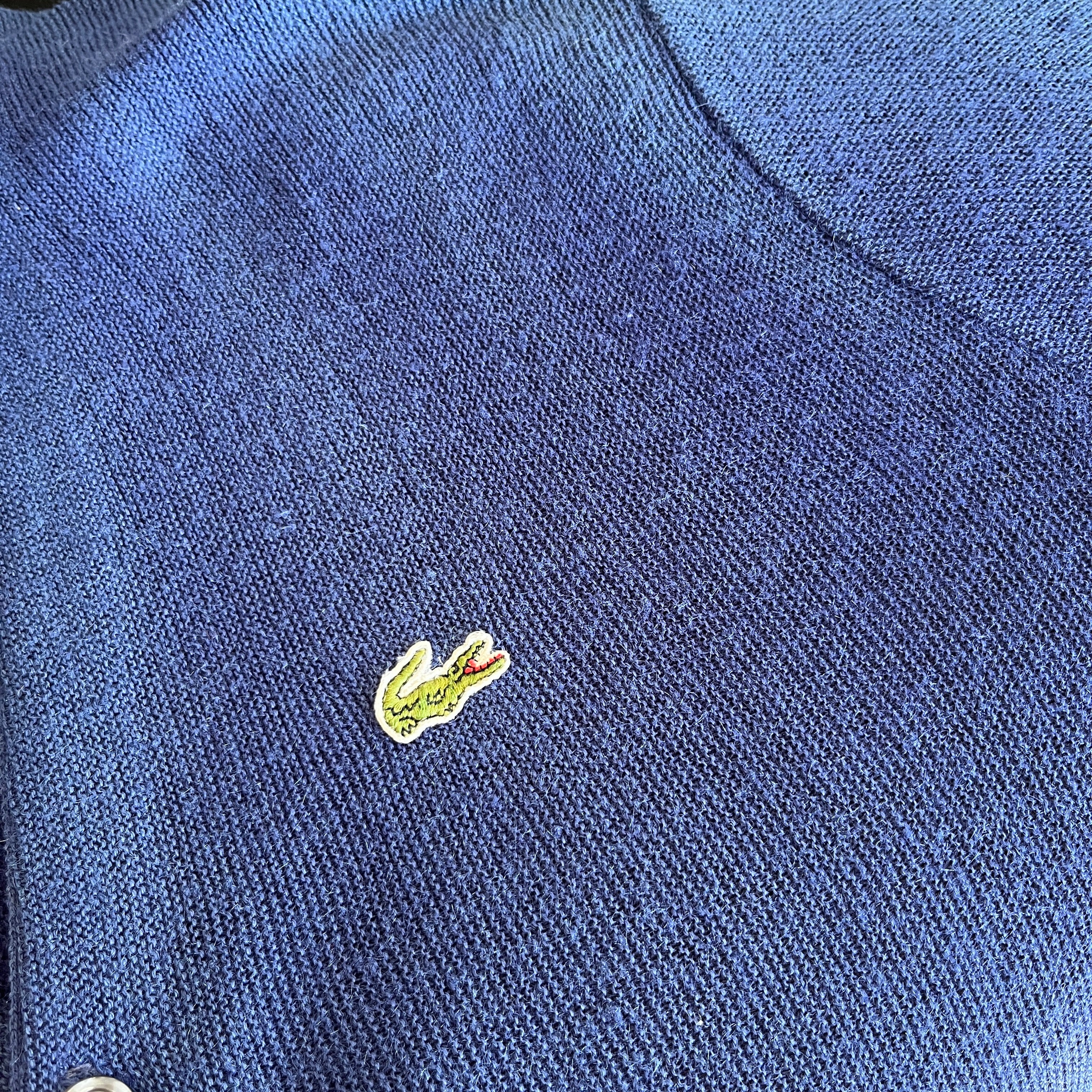 1960s Izod Lacoste Sun Faded Beyond!! Navy Cardigan with Hand Mending