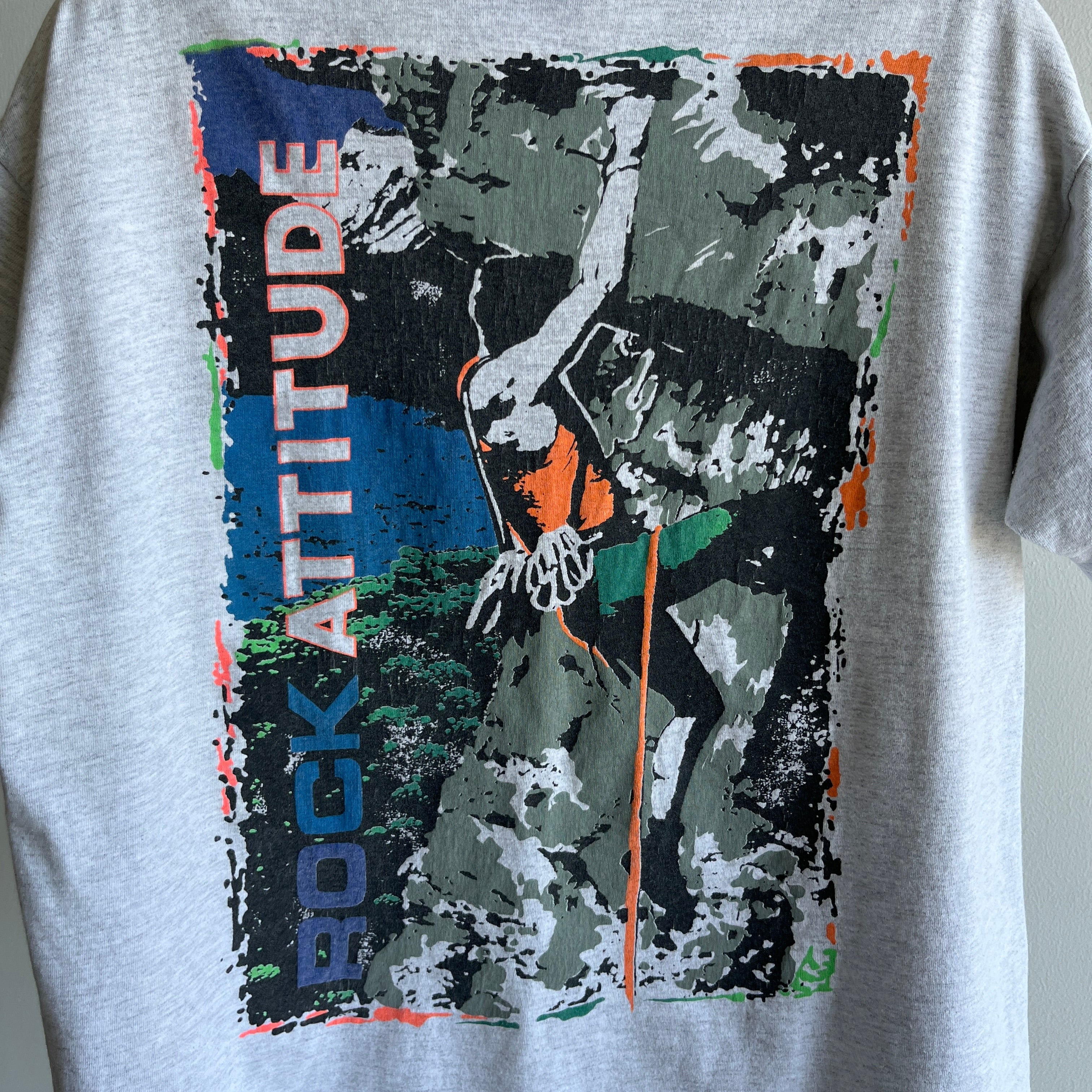 1980/90s Rock Attitude - Backside! - Rock Climbing T-Shirt