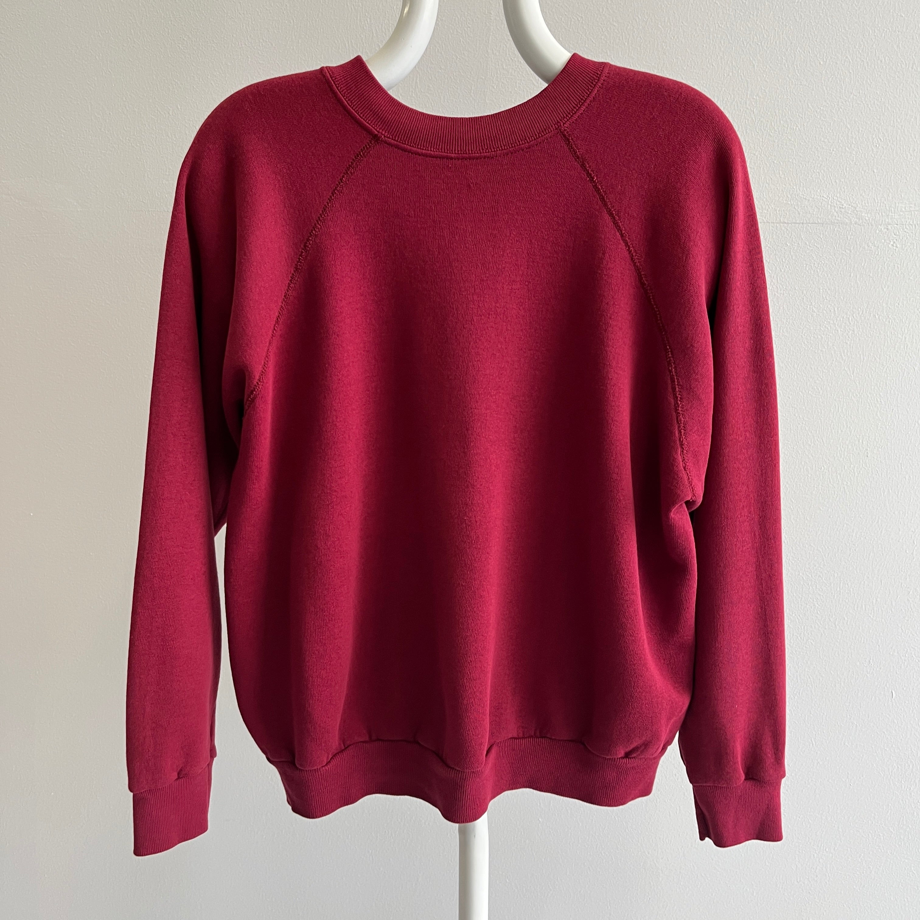 1970/80s Red, Red, Wine Blank Raglan Sweatshirt - Luxury Alert