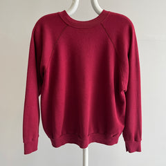 1970/80s Red, Red, Wine Blank Raglan Sweatshirt - Luxury Alert