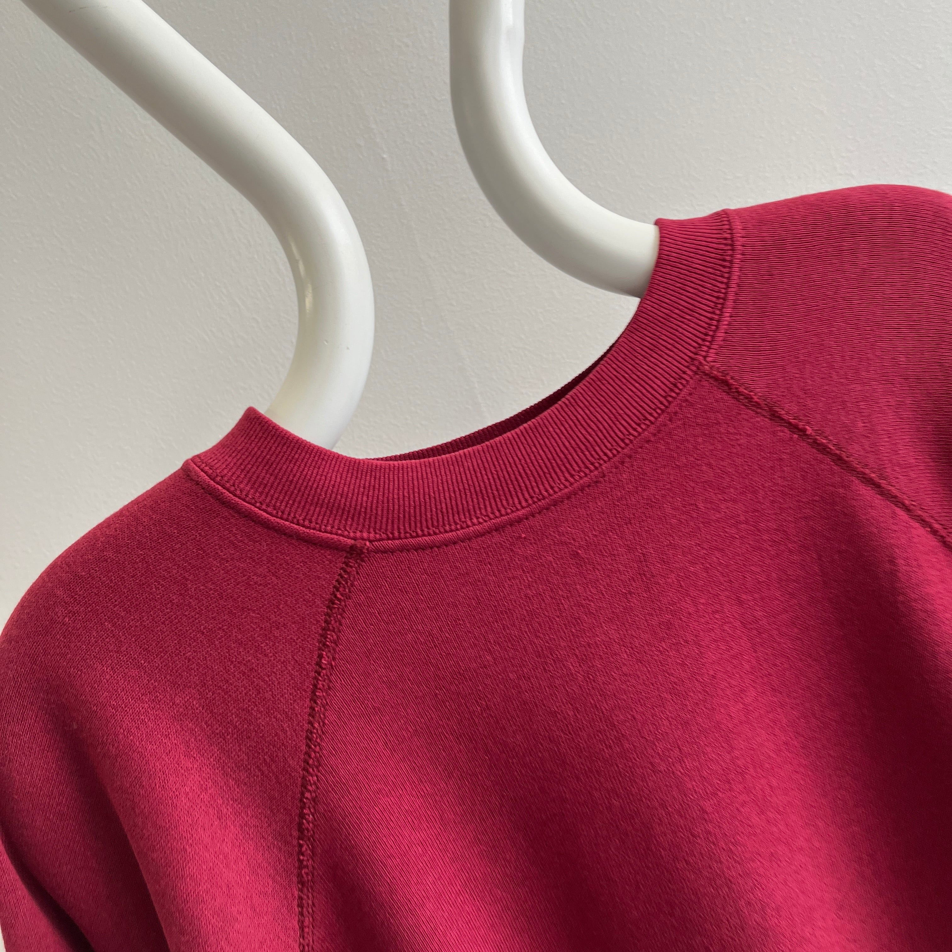 1970/80s Red, Red, Wine Blank Raglan Sweatshirt - Luxury Alert