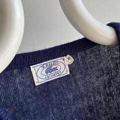 1970s Navy Izod Lacoste V-Neck Sweater