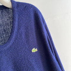 1970s Navy Izod Lacoste V-Neck Sweater