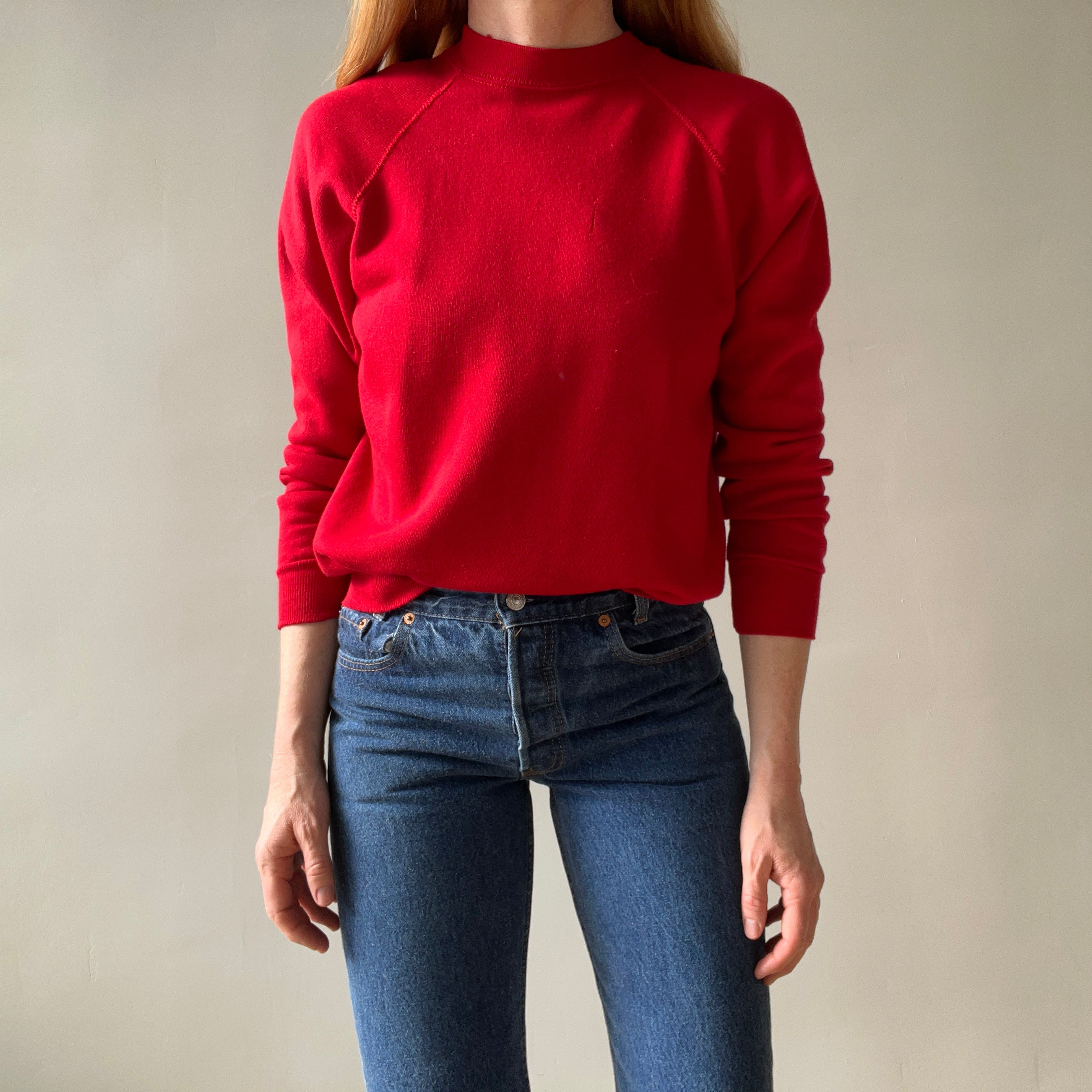 Bright red sweatshirt online