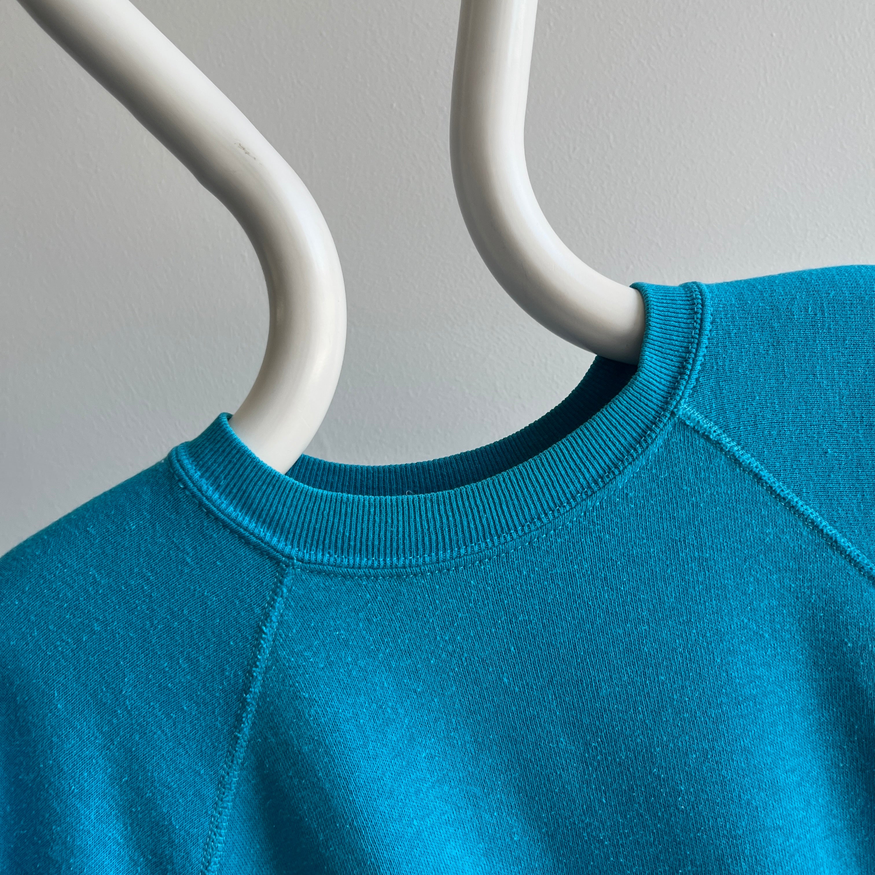 1970/80s Blank Turquoise Super Soft and Wonderful Warm Up Sweatshirt