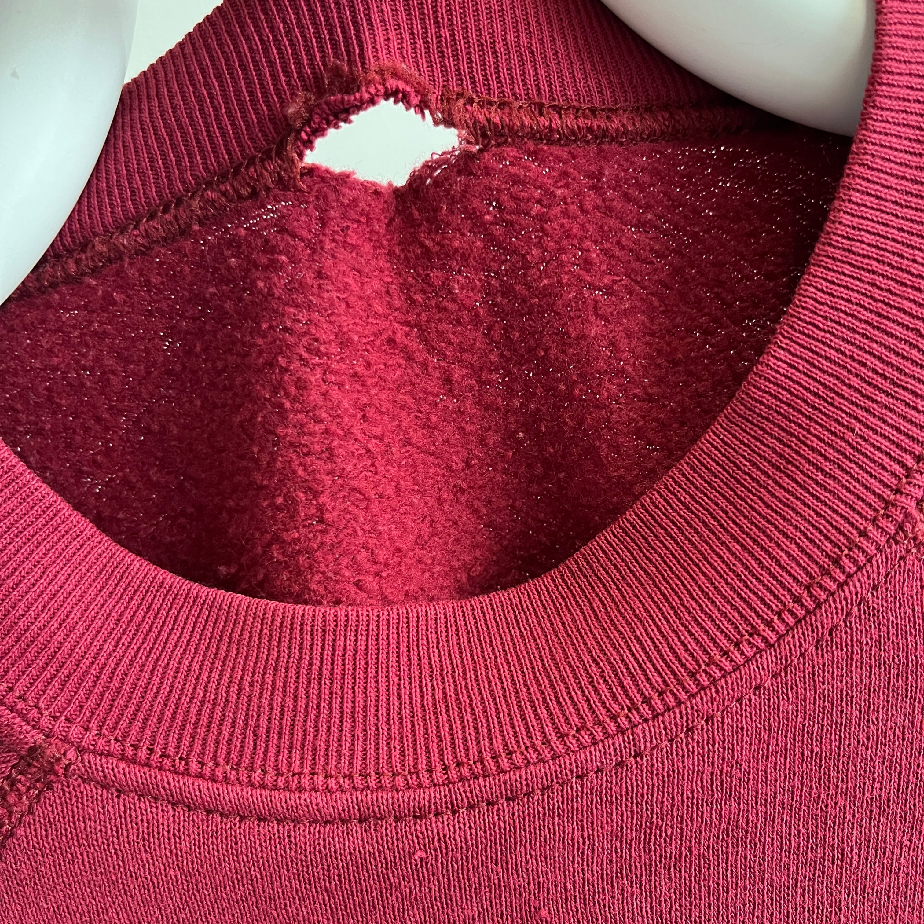 1970/80s Red, Red, Wine Blank Raglan Sweatshirt - Luxury Alert