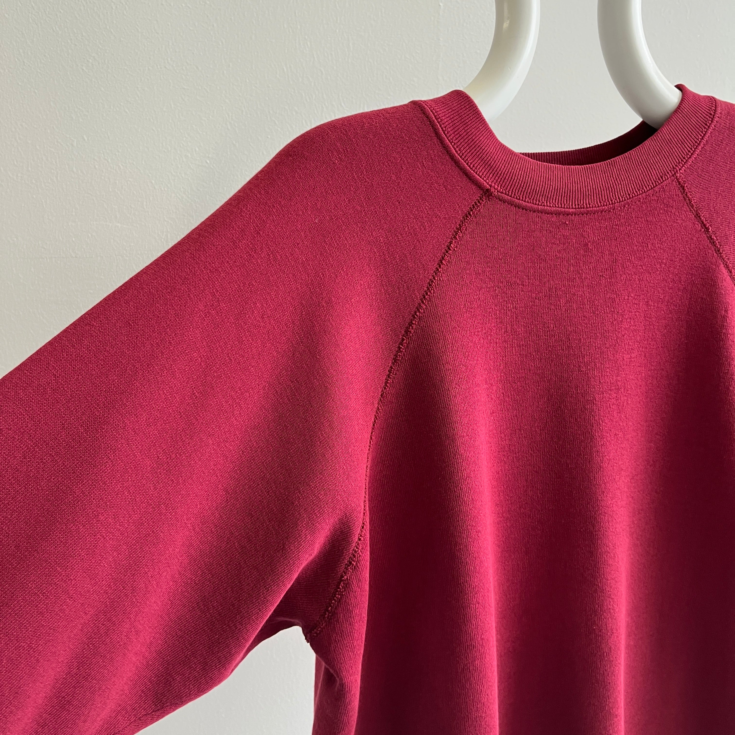 1970/80s Red, Red, Wine Blank Raglan Sweatshirt - Luxury Alert