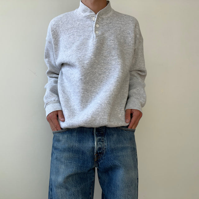 1980s/90s Light Grey Henley Style Sweatshirt