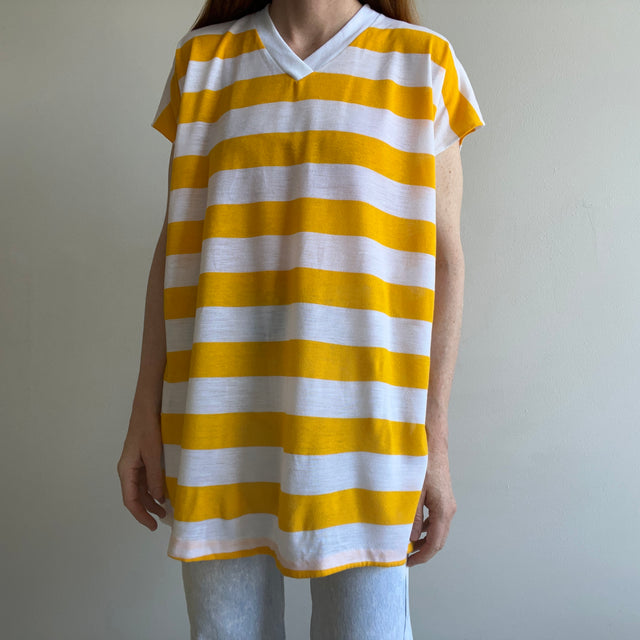 1980s Yellow and White Striped T-Shirt Dress?