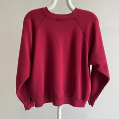 1970/80s Red, Red, Wine Blank Raglan Sweatshirt - Luxury Alert