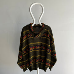 1980s Shawl Collar Fall Hued Grandpa Sweater