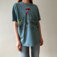 1990s Habitat Embroidered Parrot Rainforest T Shirt
