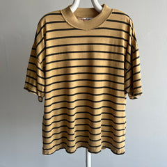 1980s International Sportswear Co Striped Mock Neck T-Shirt