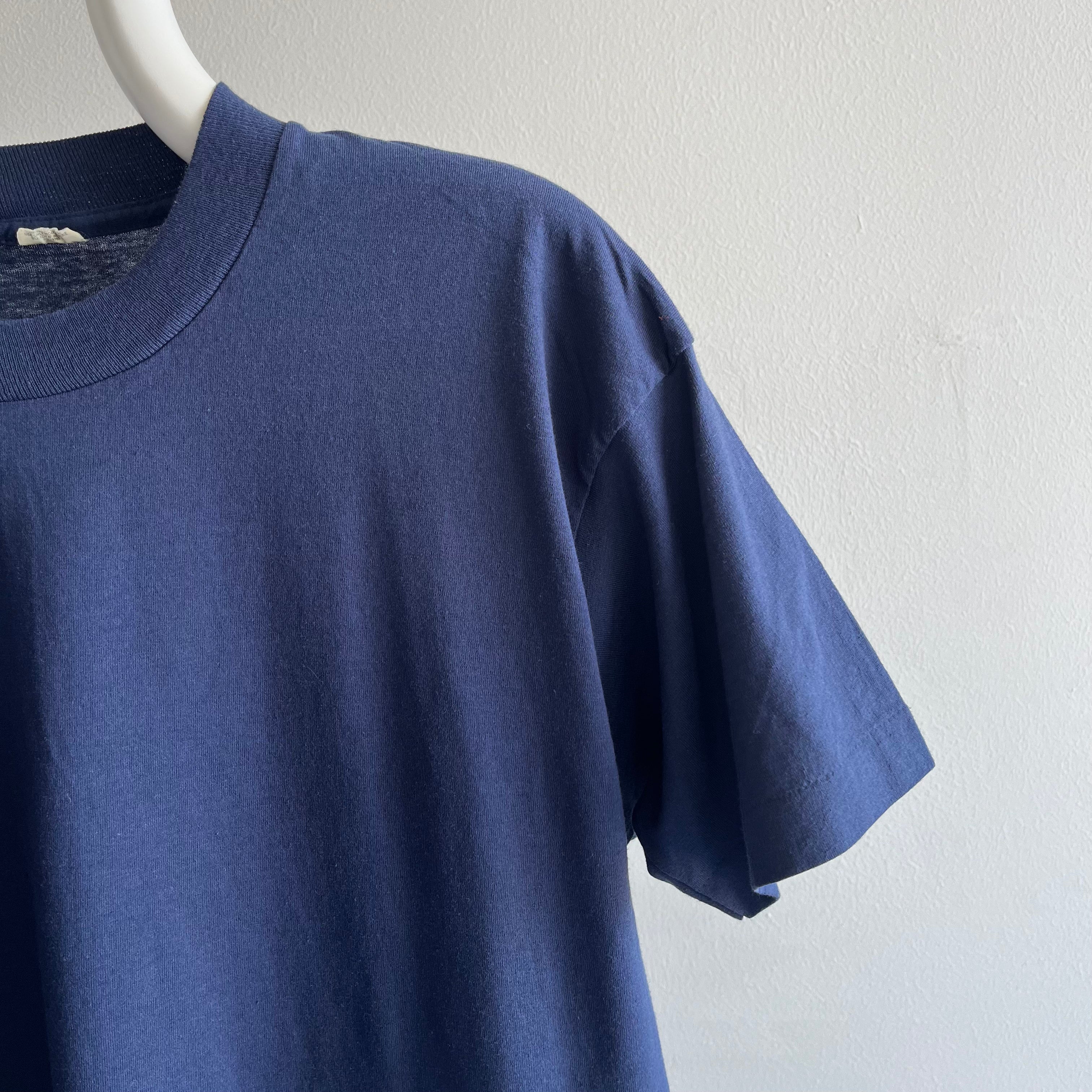 1980s Blank Navy T-Shirt by Screen Stars