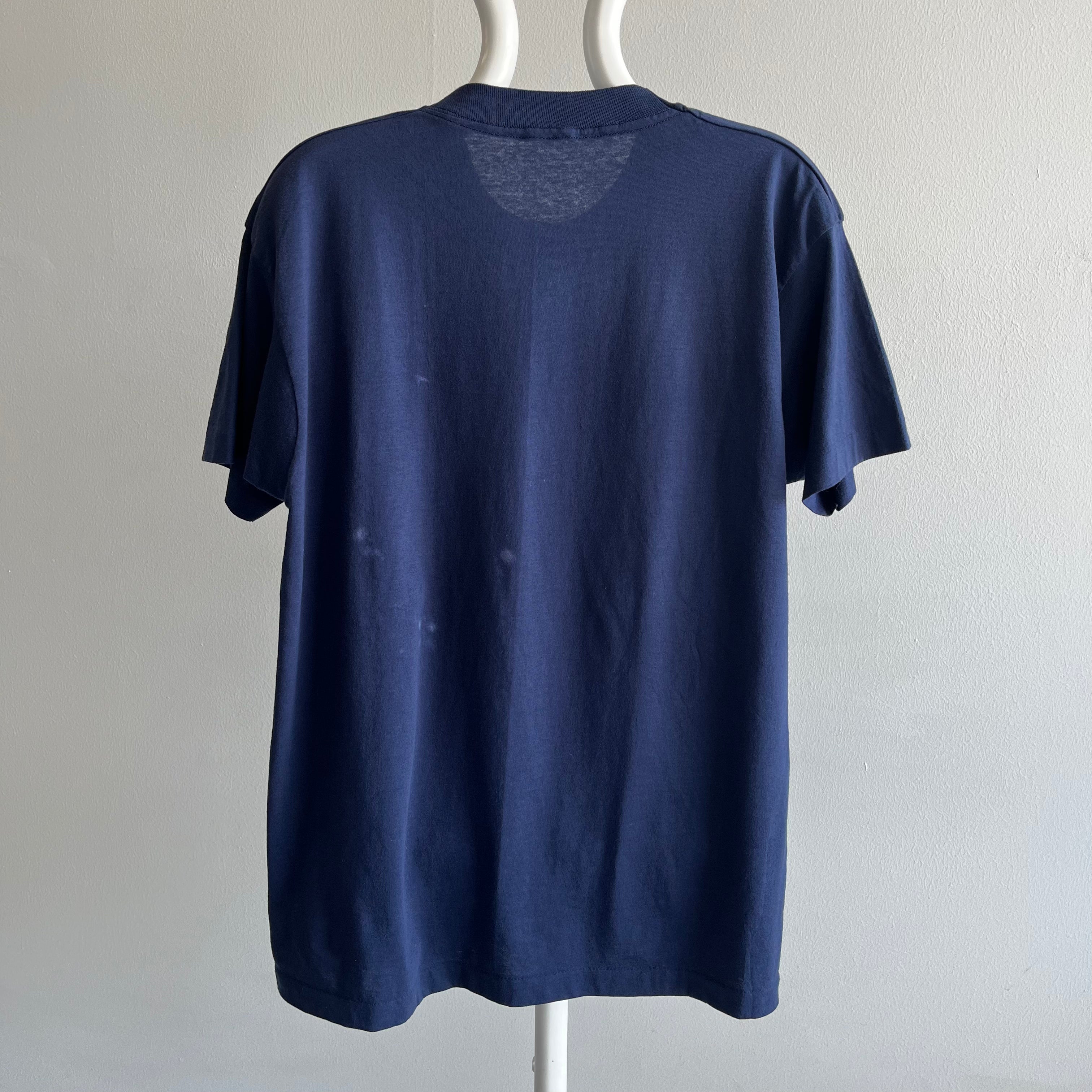 1980s Blank Navy T-Shirt by Screen Stars