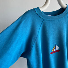 1980s DIY Needlepoint Sailboat Sweatshirt - Awwwwww