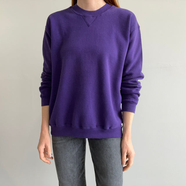 1980s Purple Russell Brand Single V Medium Weight Sweatshirt