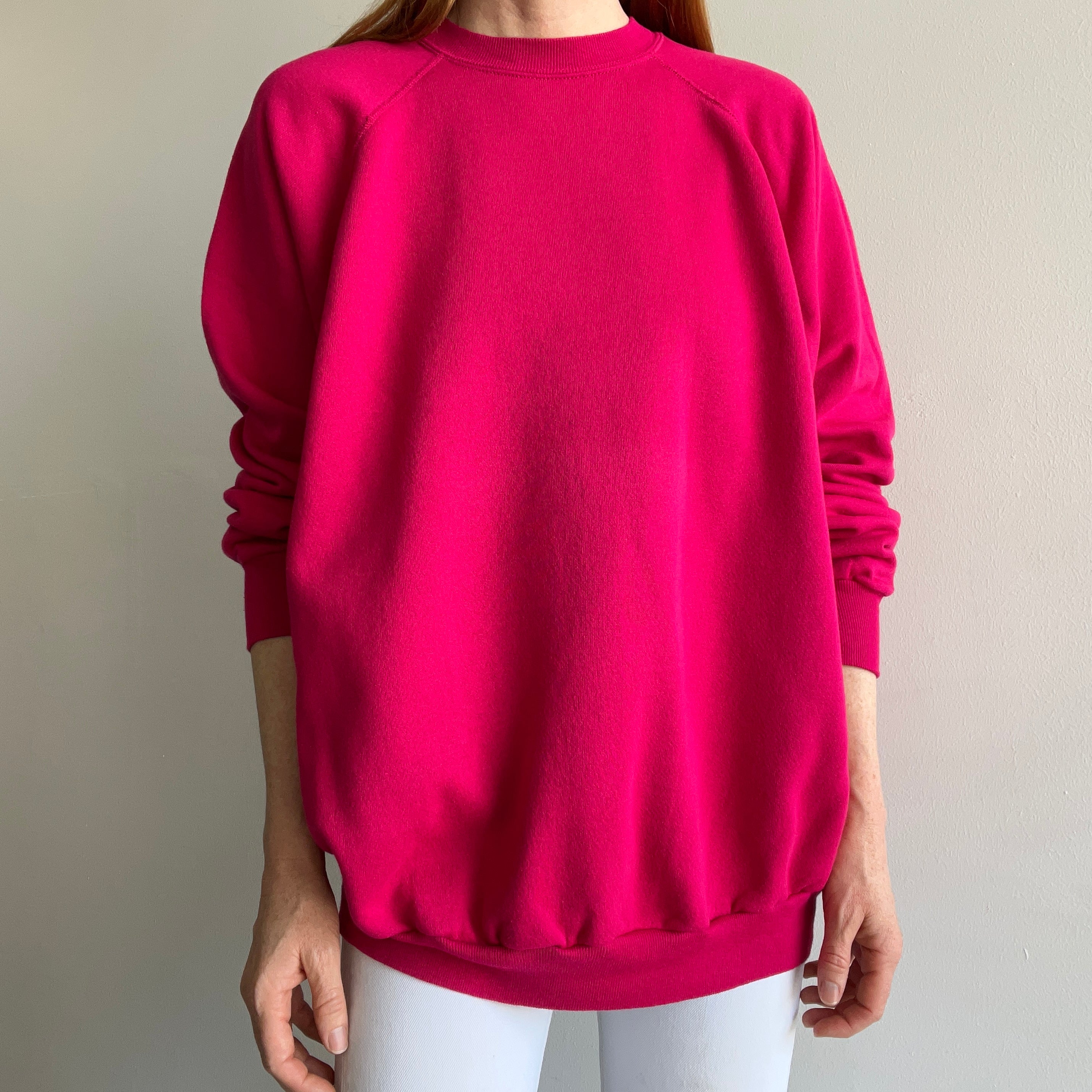 1980s Roomy Relaxed Fit Barbie Pink Sweatshirt