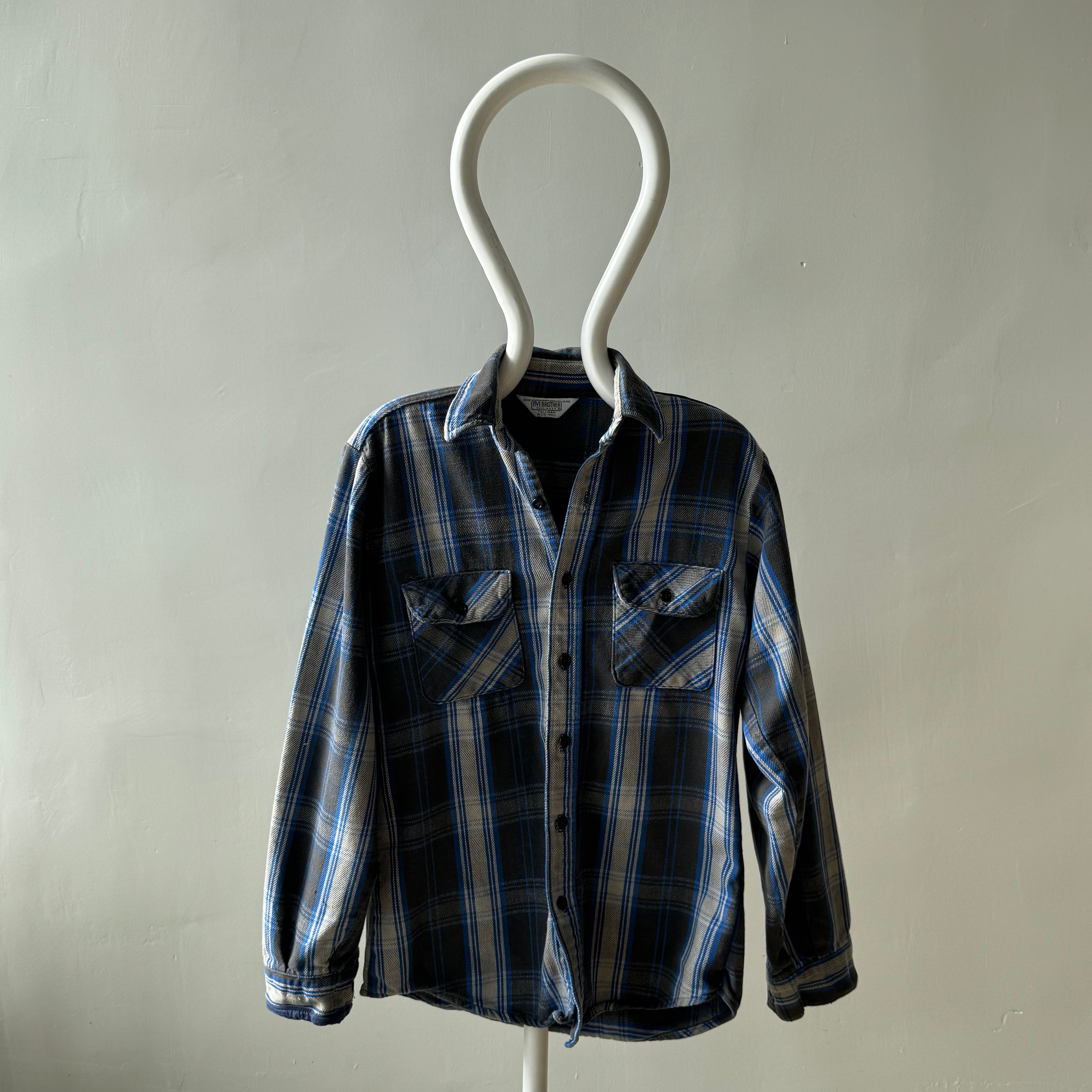 1990s Five Brothers Cotton Flannel - Blues and Grays