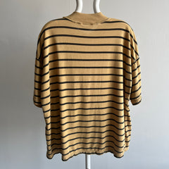 1980s International Sportswear Co Striped Mock Neck T-Shirt