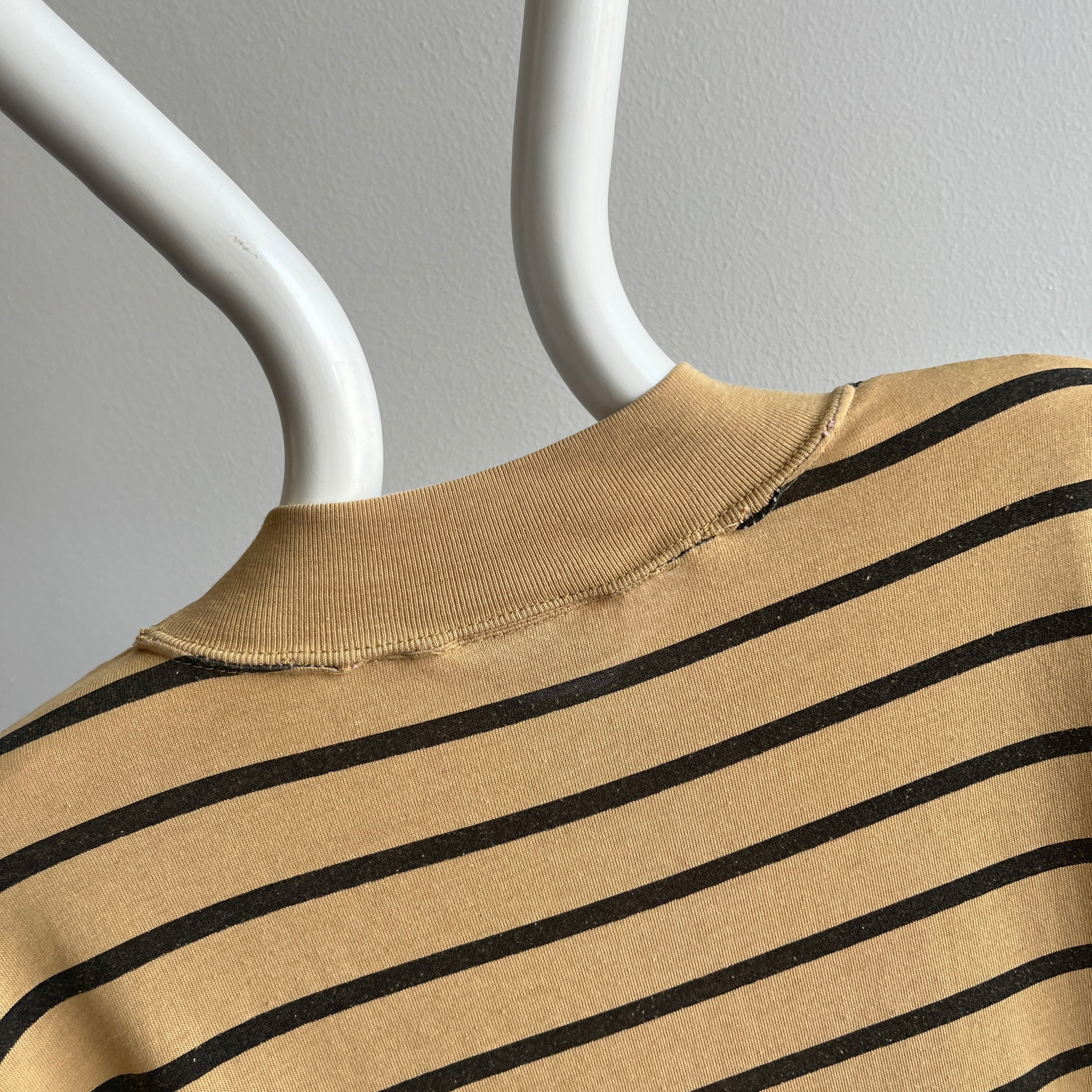 1980s International Sportswear Co Striped Mock Neck T-Shirt