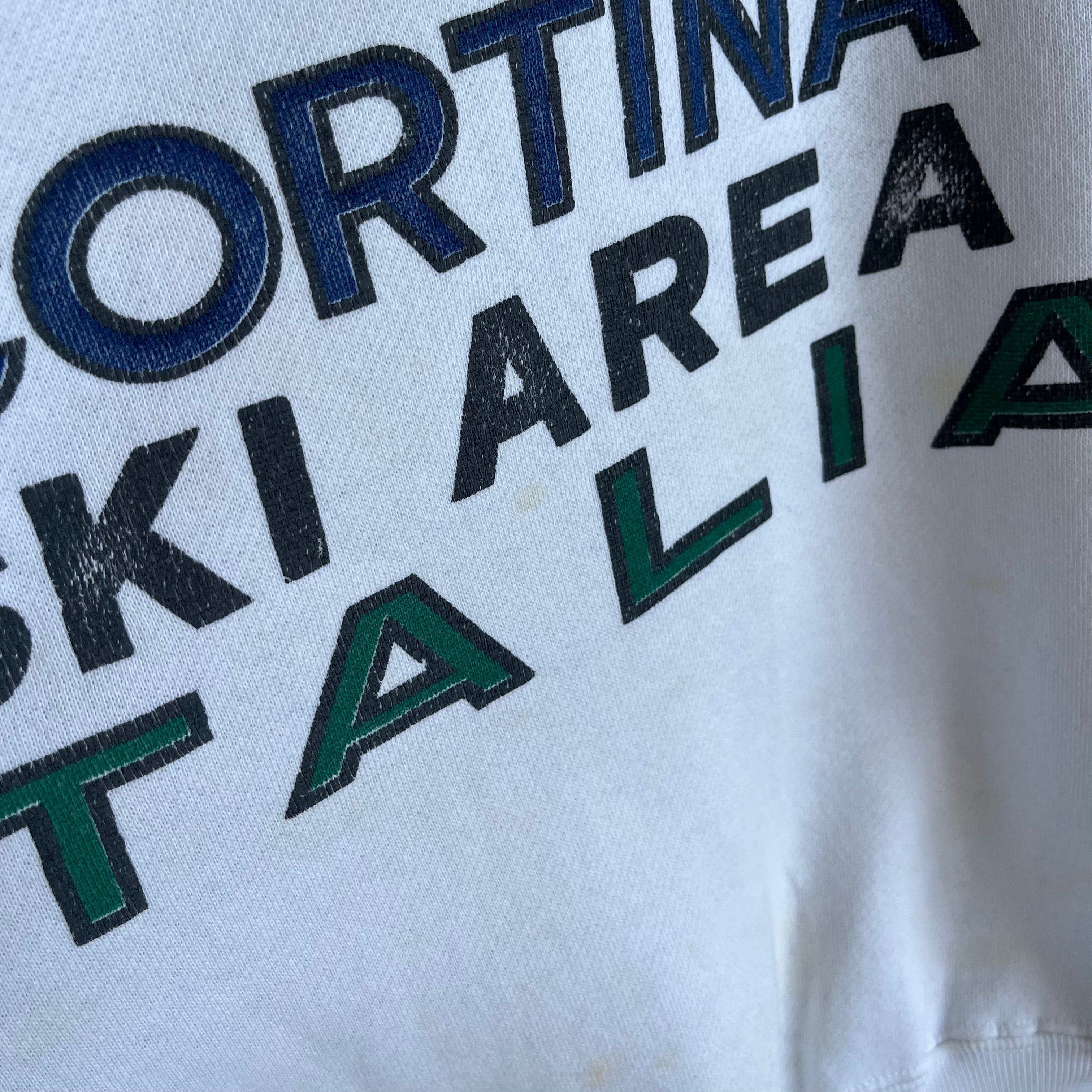 1980s Forenza Cortina Ski Area Italia - Front and Back - Polo Sweatshirt - Stained!