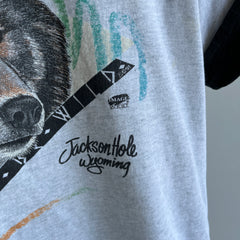 1991 Jackson Hole, Wyoming - Born To Be Wild - Two Tone  Wolf T-Shirt