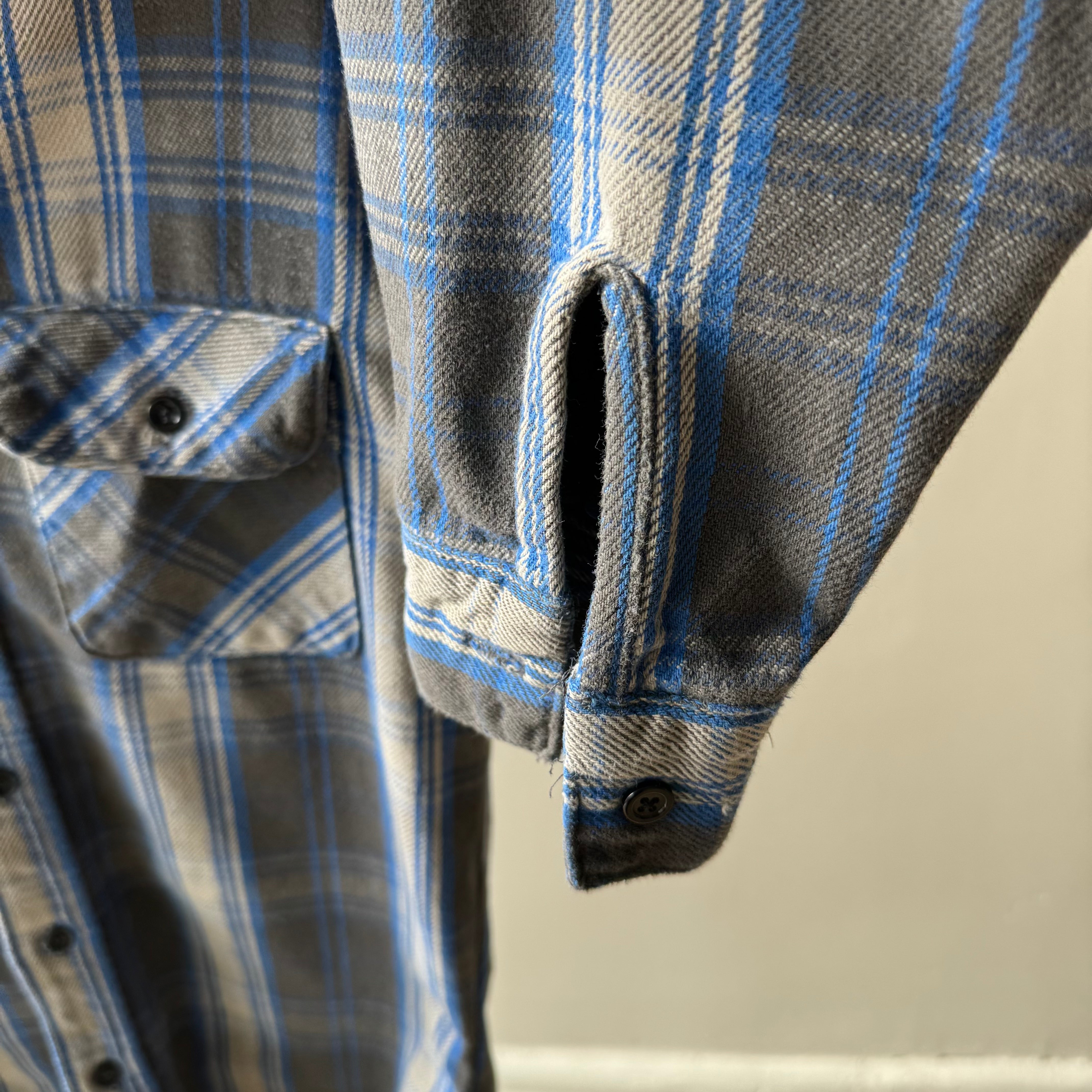 1990s Five Brothers Cotton Flannel - Blues and Grays