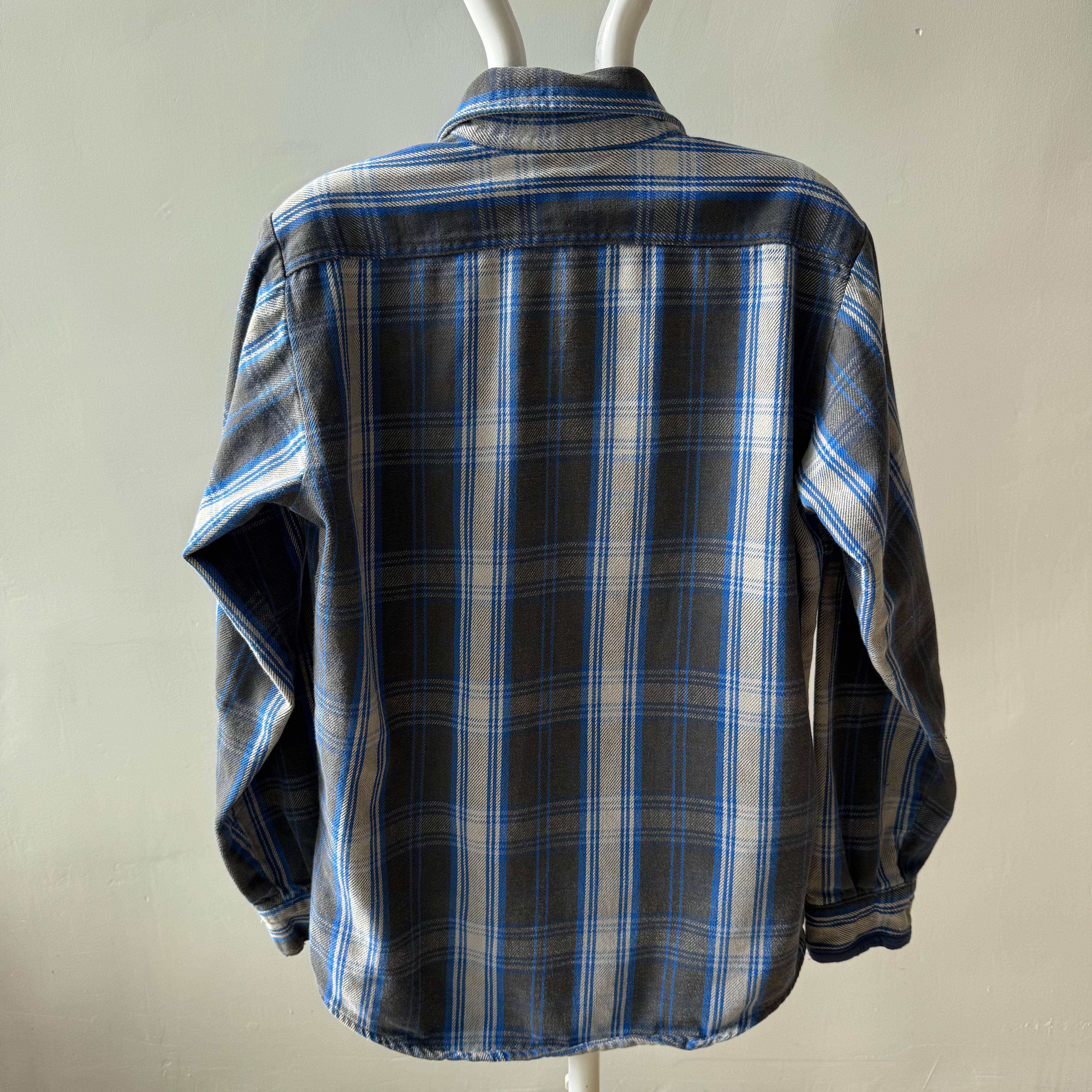 1990s Five Brothers Cotton Flannel - Blues and Grays