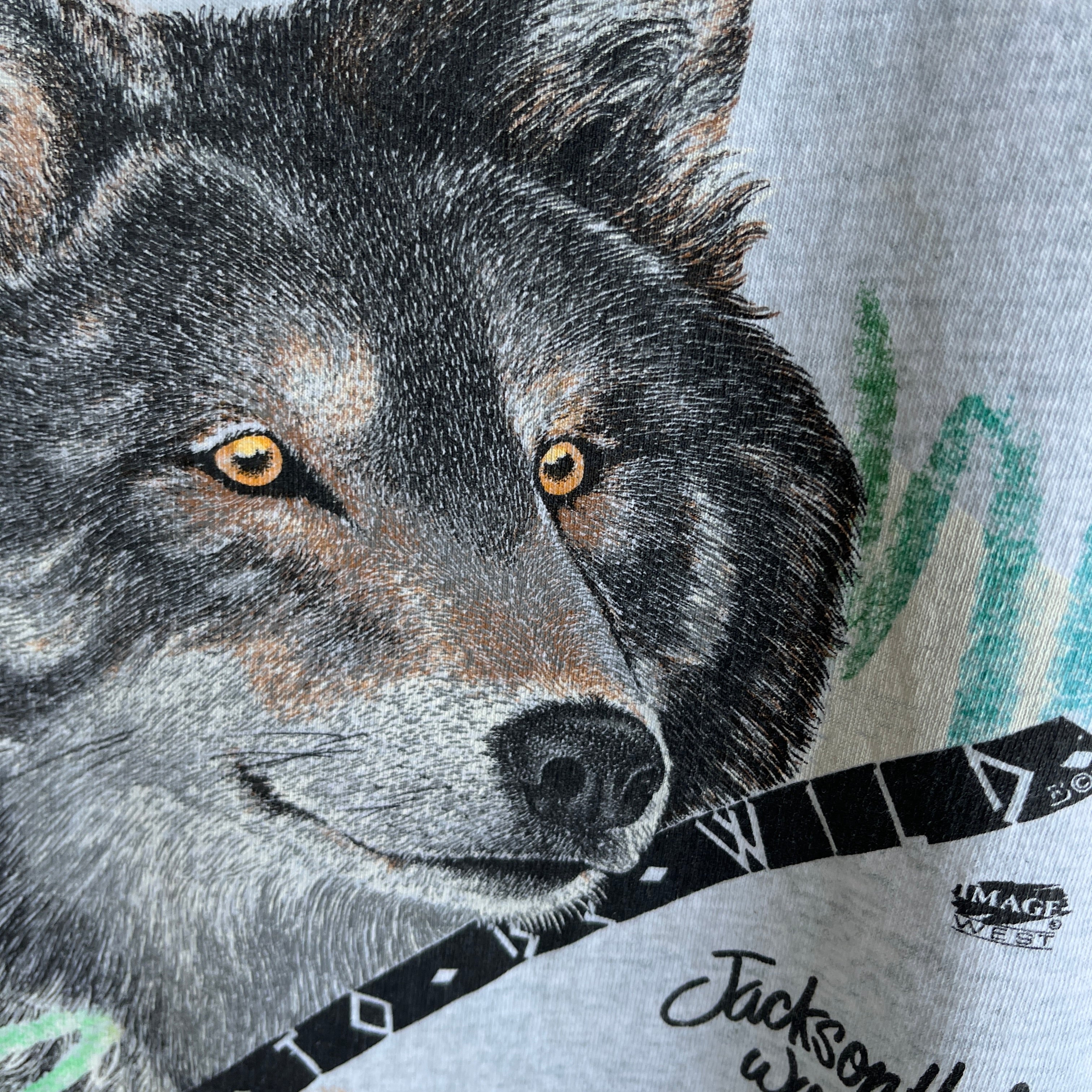 1991 Jackson Hole, Wyoming - Born To Be Wild - Two Tone  Wolf T-Shirt