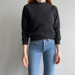 1980s Deep Black Slim Fit Raglan Sweatshirt