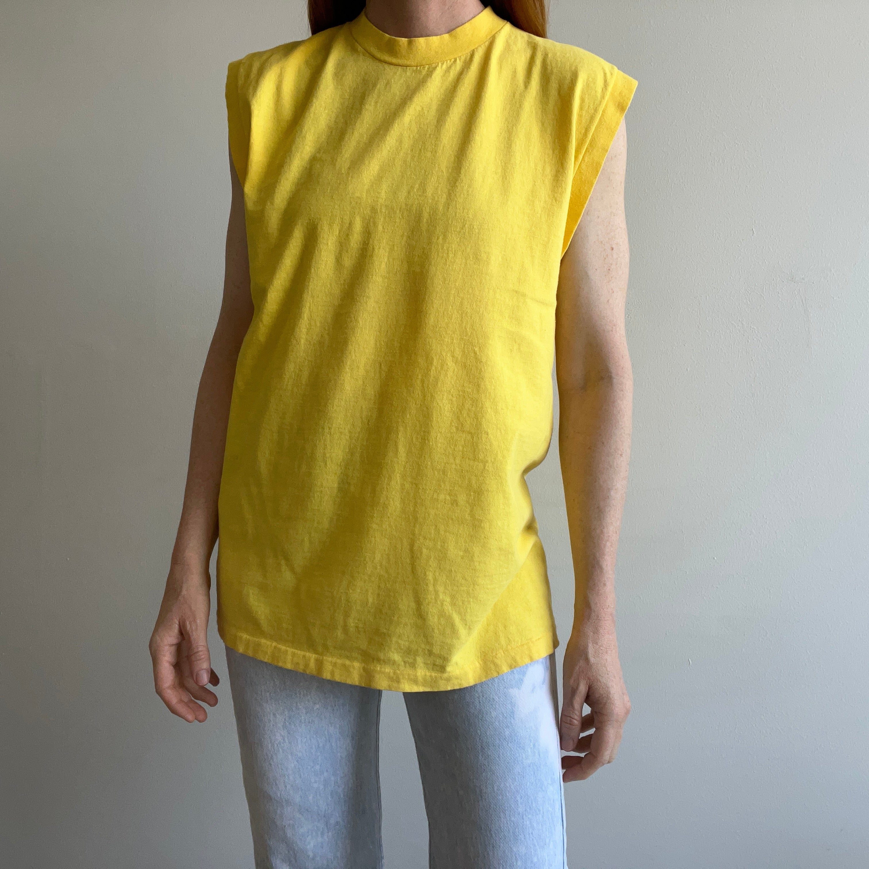 1980s Perfectly Yellow Cotton Muscle Tank