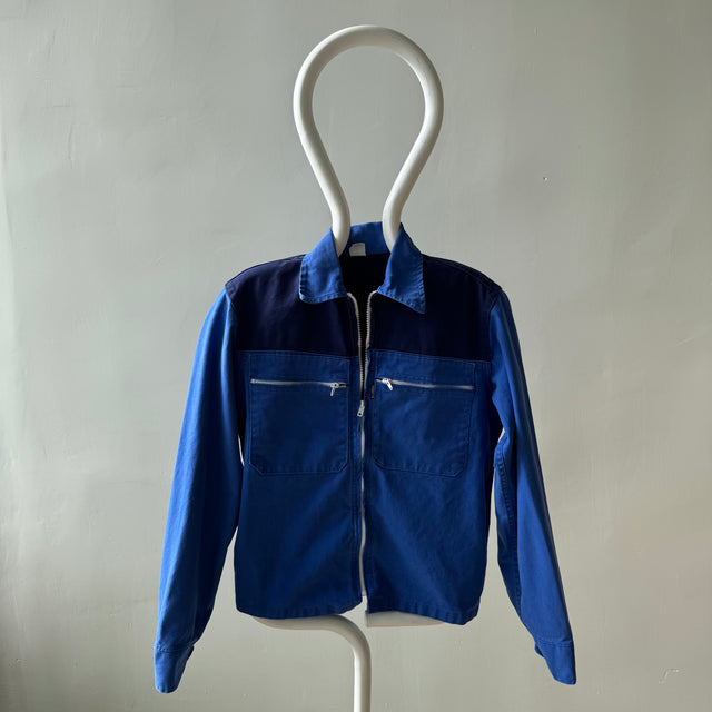 1980s Cotton Zip Up Two Tone European Chore Jacket