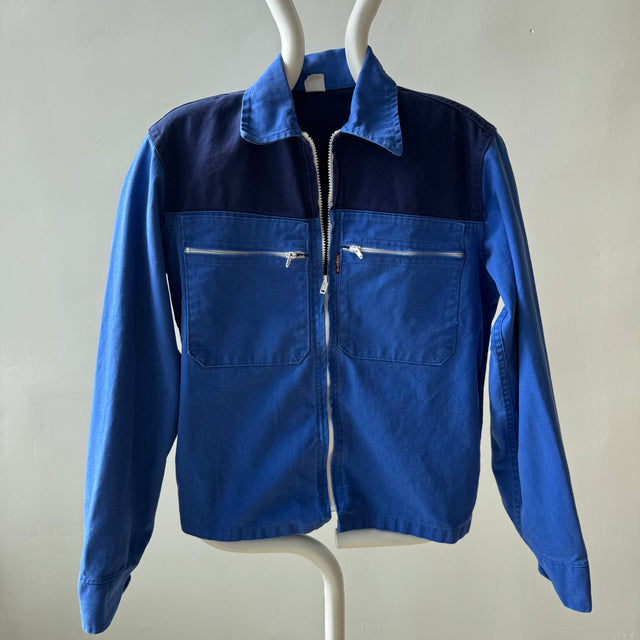 1980s Cotton Zip Up Two Tone European Chore Jacket