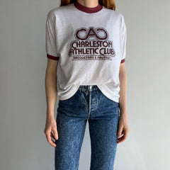 1970s Charleston Athletic Club - Racquetball and Nautilus - Thinned Out Ring T-Shirt