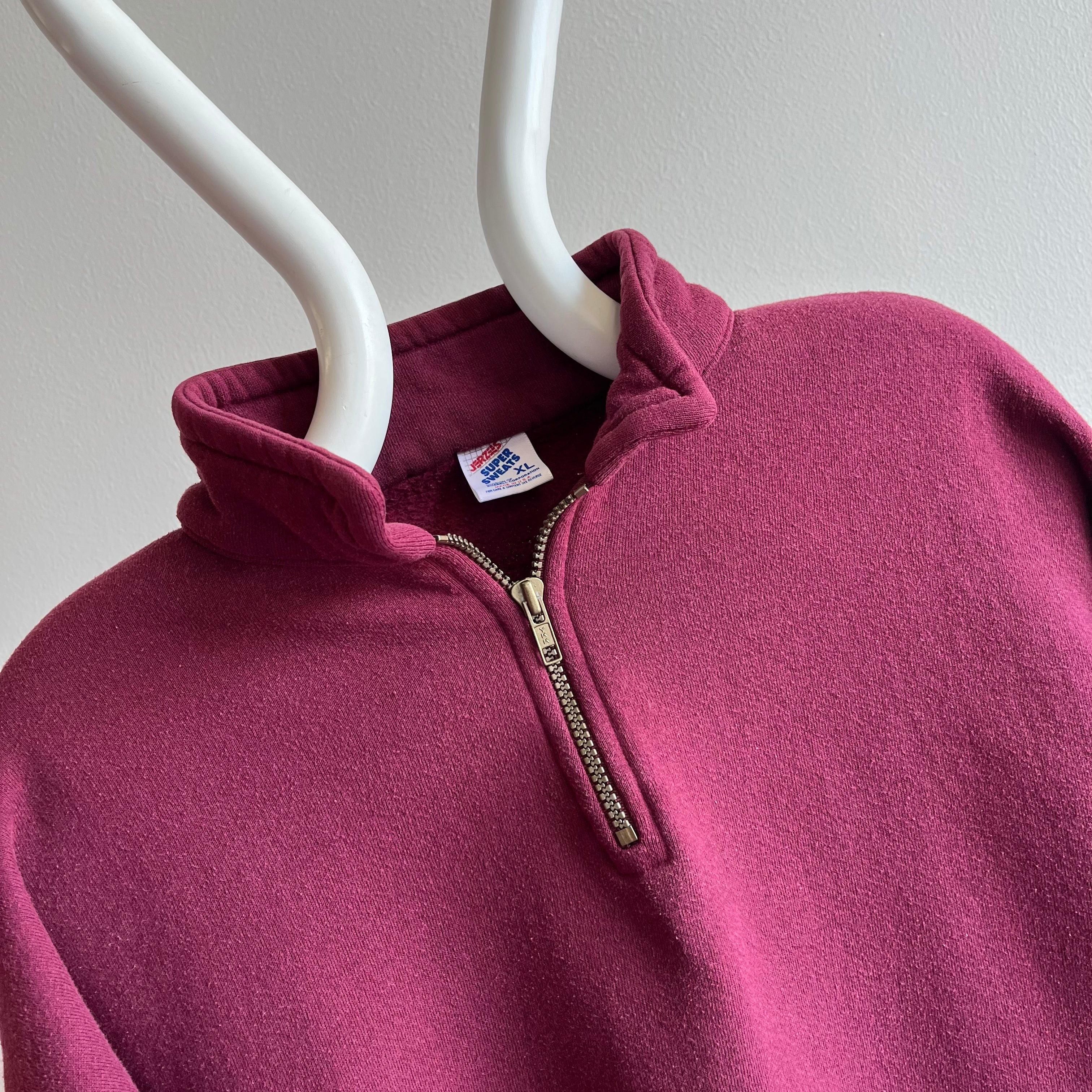 1980s Jerzees Super Sweats 1/4 Zip Collared Sweatshirt