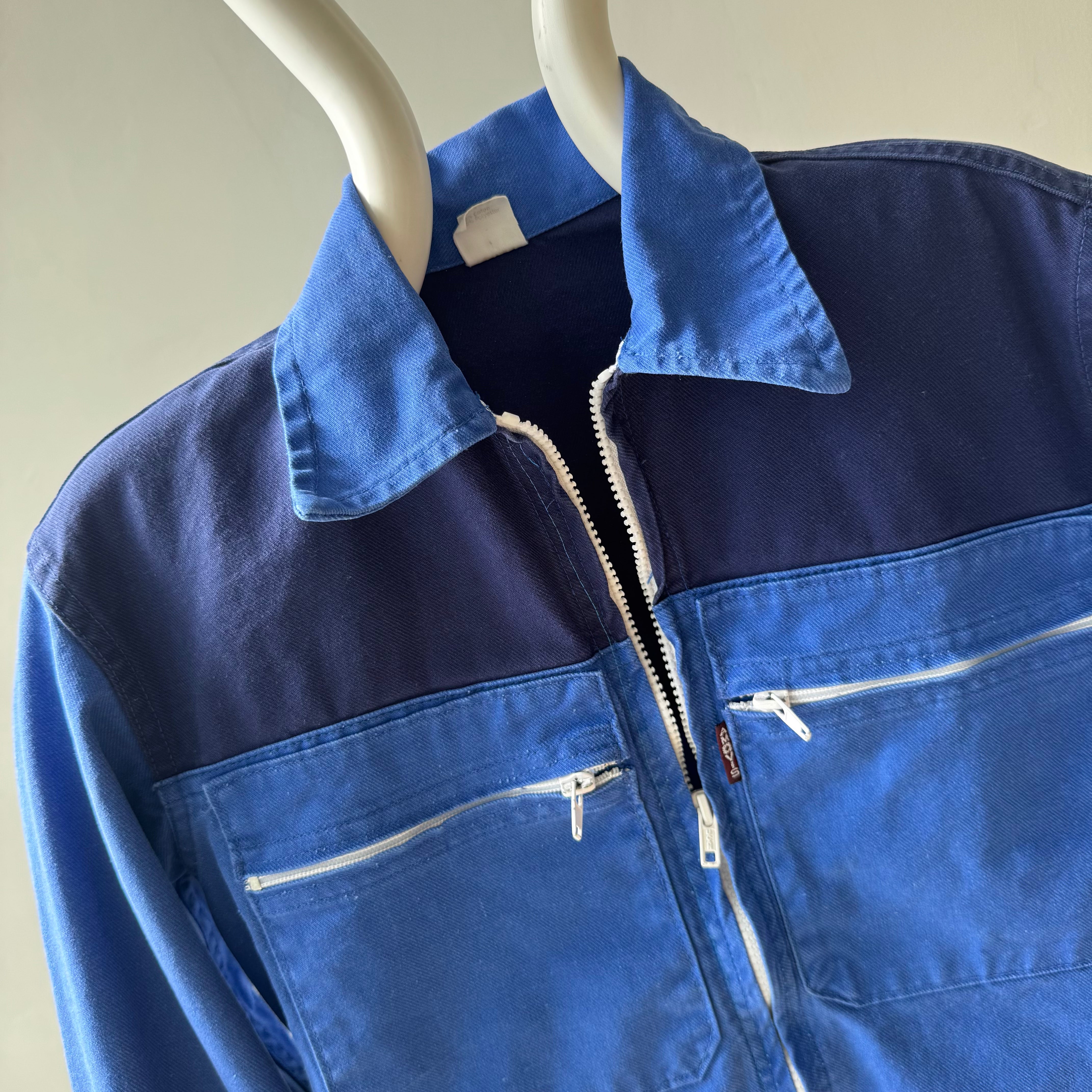 1980s Cotton Zip Up Two Tone European Chore Jacket