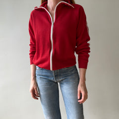 1970s Red Track Jacket Sweatshirt - The Neck on This!