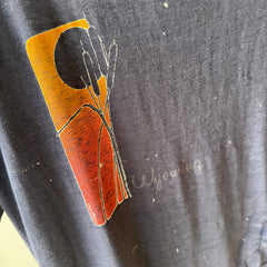 1970s Thinned Out To Perfection Wyoming Mended and Paint Stained T-Shirt - !!!!!!!!!