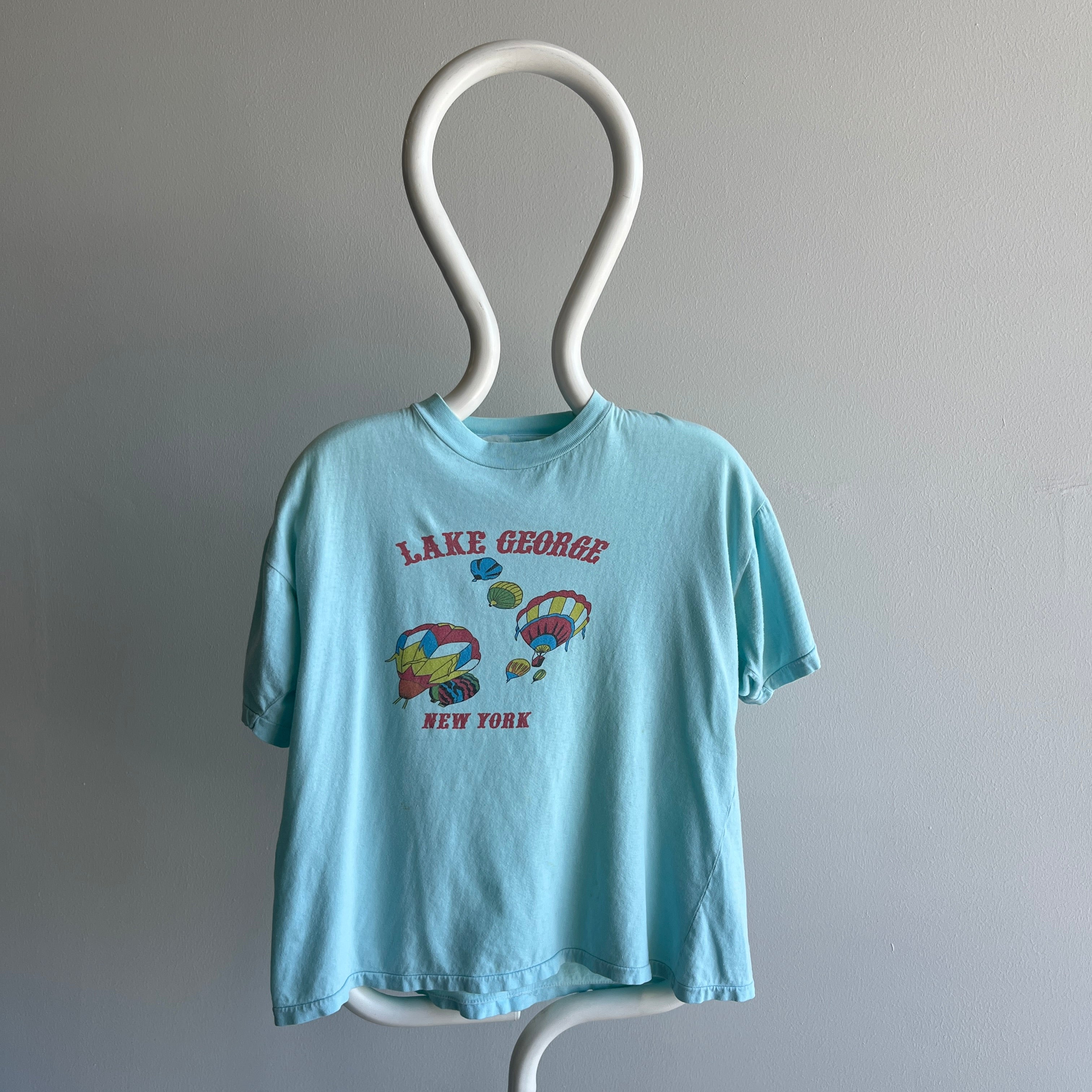 1980s Lake George, New York High Crew Cotton Boxy Crop T-Shirt