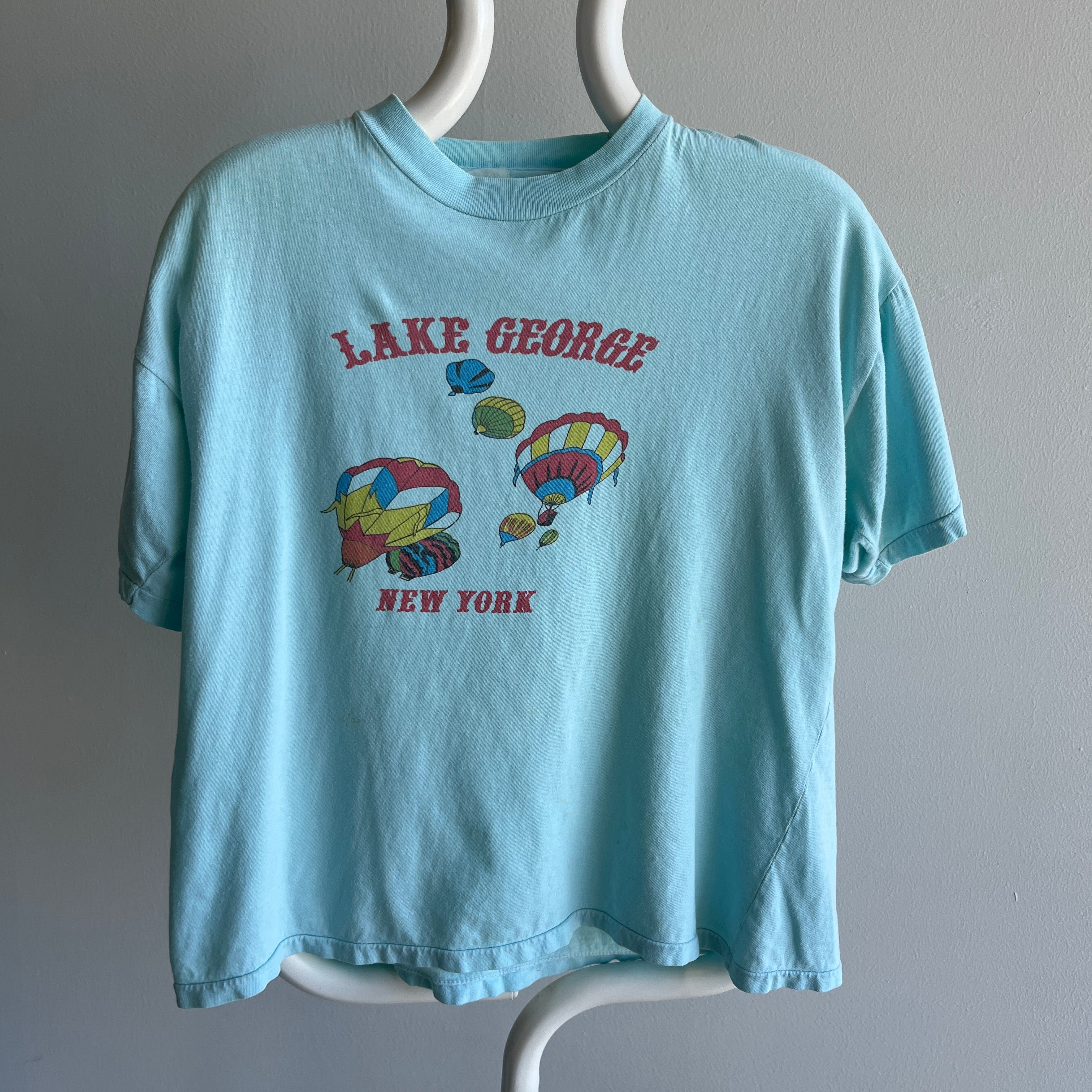 1980s Lake George, New York High Crew Cotton Boxy Crop T-Shirt