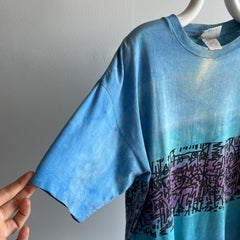 1980s Ocean Blue Patterned Blank T-Shirt