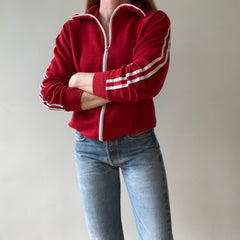 1970s Red Track Jacket Sweatshirt - The Neck on This!
