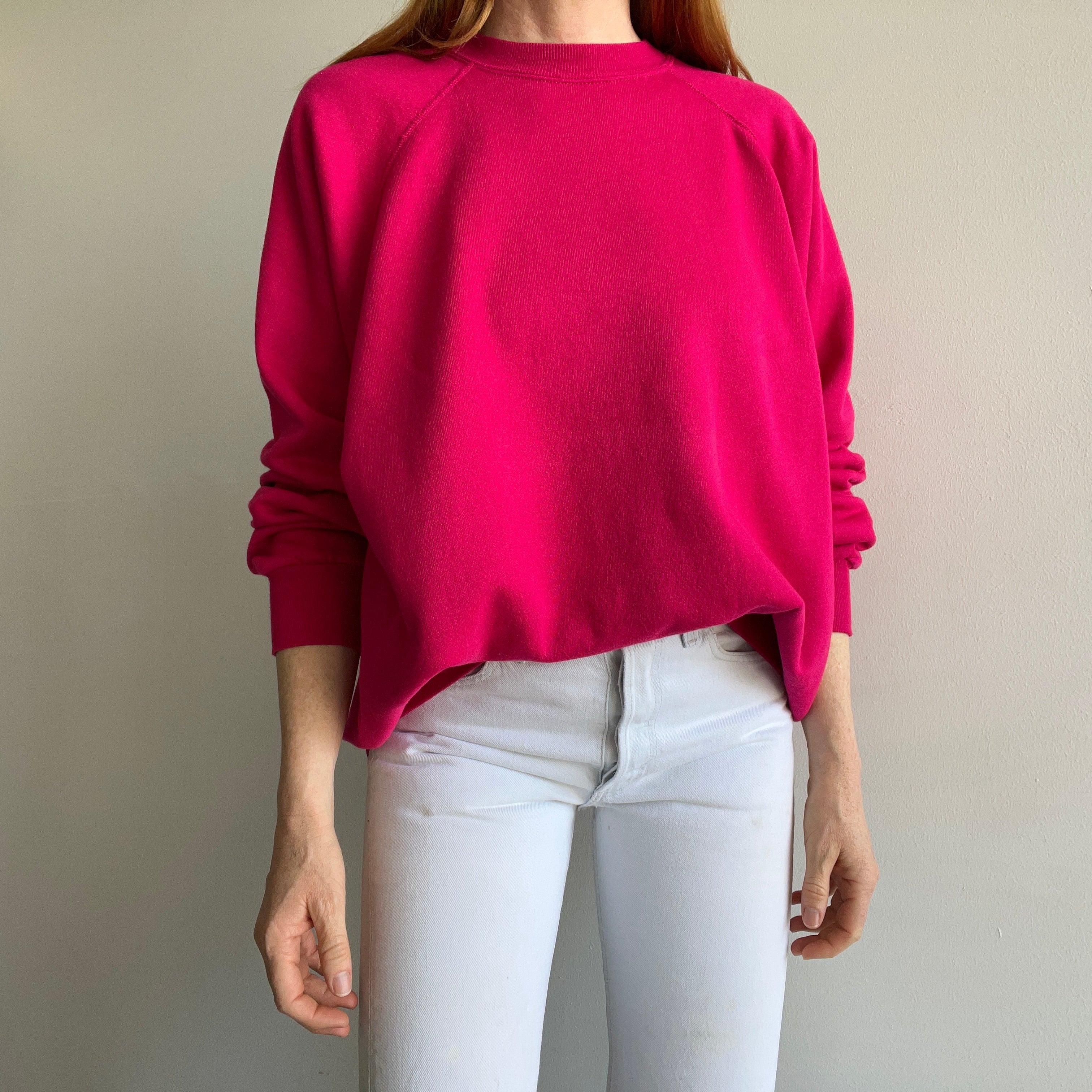 1980s Roomy Relaxed Fit Barbie Pink Sweatshirt