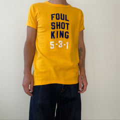 1970s/80s Yellow Foul Shot King Flock Print T Shirt