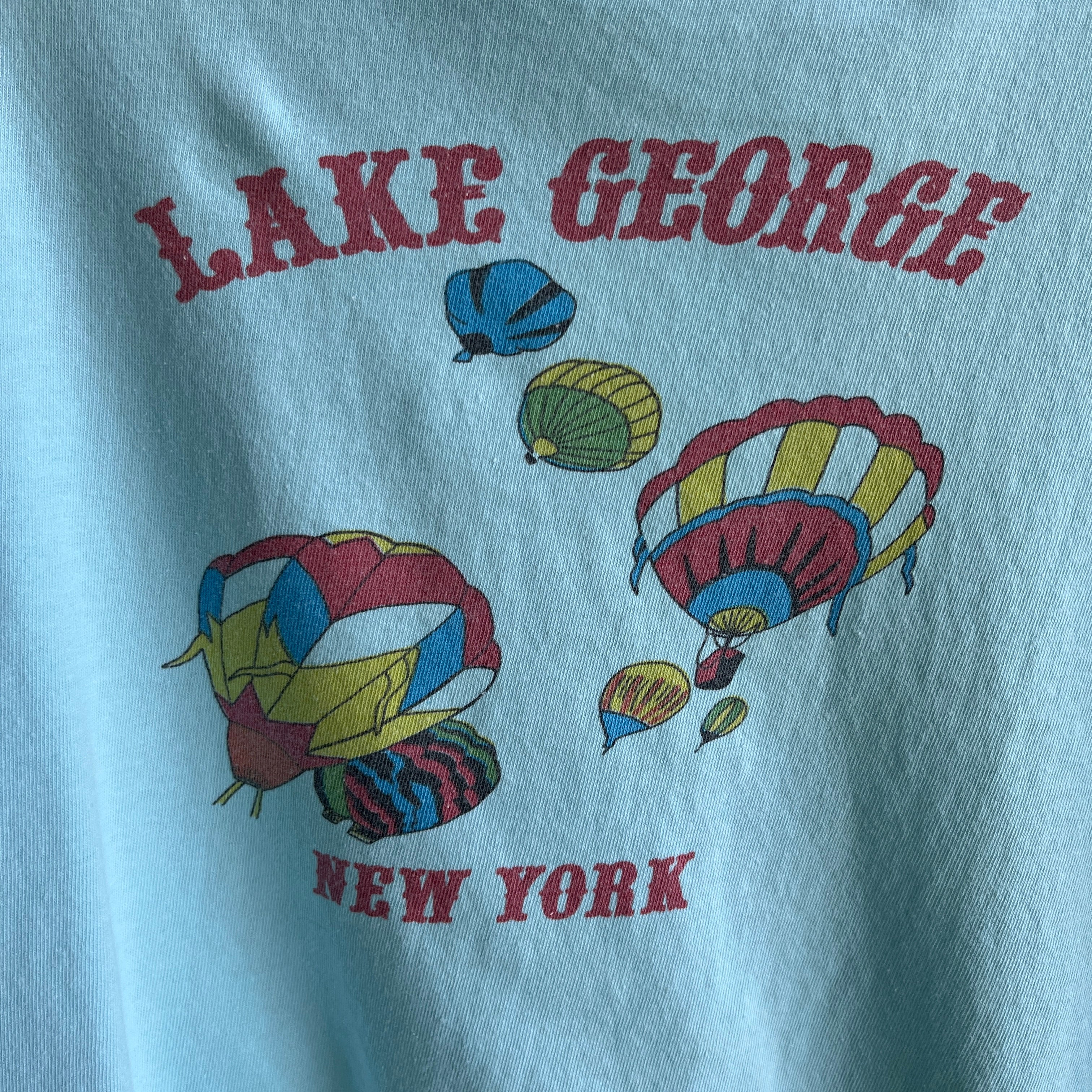 1980s Lake George, New York High Crew Cotton Boxy Crop T-Shirt